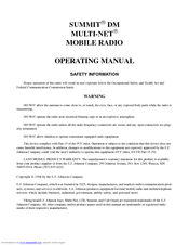 E.F. Johnson Company SUMMIT DM Multi-Net Operating Manual