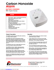 Ei Electronics Carbon Monoxide Alarm Ei206D Specification Sheet