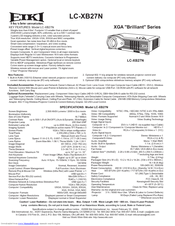 Eiki Brilliant LC-XB27N Specification Sheet
