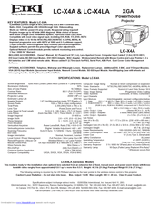 Eiki LC-X4LA Specification Sheet