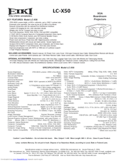 Eiki LC-X50 Specification Sheet
