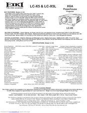 Eiki LC-X5L Specification Sheet