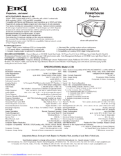Eiki LC-X8 Specification Sheet