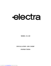 Electra Accessories U02004 EL 235 Installation And User Instructions Manual