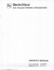 Electro-Voice Electronic Crossover EX-18 Owner's Manual