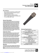 Electro-Voice PL44 Technical Specifications