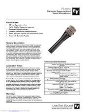 Electro-Voice PL80a Technical Specifications