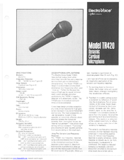 Electro-Voice TR420 Specification Sheet