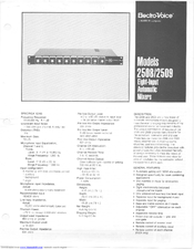 Electro-Voice Automatic Microphone Mixer 2509 Specification Sheet