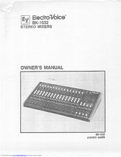 Electro-Voice BK-1632 Owner's Manual