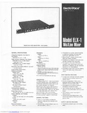 Electro-Voice ELX-1 Specification Sheet