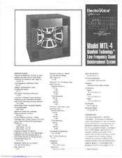 Electro-Voice MTL-4 Specification Sheet