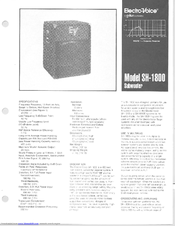 Electro-Voice SH-1800 Specification Sheet