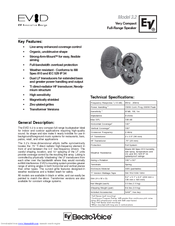 Electro-Voice Very Compact Full-Range Speaker 3.2 Technical Specifications