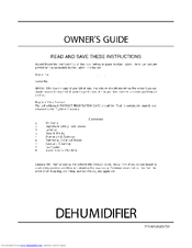 Frigidaire Dehumidifier Owner's Manual