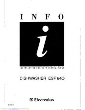 Electrolux ESF 640 Installation And User Instructions Manual