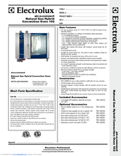 Electrolux Air-O-Convect 269553 (AOS102GCP1) Specification Sheet