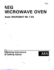 Electrolux Micromat ML 7.60 Operating Instructions Manual