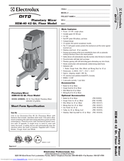 Electrolux XEM-40 Specification Sheet