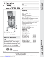 Electrolux Dito EM-80 601436 Specification Sheet