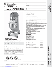Electrolux Dito XEM-30 Specification Sheet