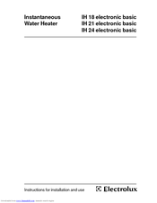 Electrolux ELECTRONIC BASIC IH 18 Instructions For Installation And Use Manual