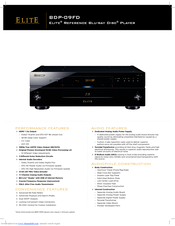 Pioneer BDP-09FD - Elite Blu-Ray Disc Player Brochure & Specs