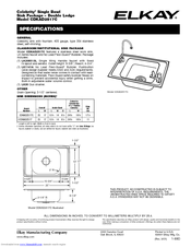 Elkay Celebrity CDKAD2517C Specifications