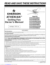 Emerson ATHENIAN CF2400BC00 Owner's Manual