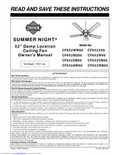 Emerson SUMMER NIGHT CF652W00 Owner's Manual