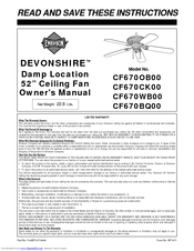 Emerson DEVONSHIRE CF670OB00 Owner's Manual