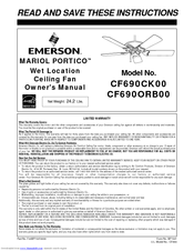 Emerson MARIOL PORTICO CF690ORB00 Owner's Manual