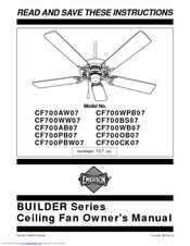 Emerson BUILDER CF700PBW07 Owner's Manual