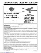 Emerson BUCKINGHAM CF715S00 Owner's Manual