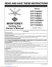 Emerson MONTEREY CF770TG01 Owner's Manual