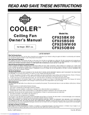 Emerson COOLER CF925BK00 Owner's Manual