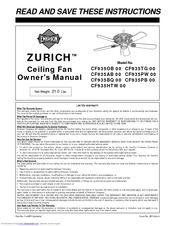 Emerson ZURICH CF935PW 00 Owner's Manual