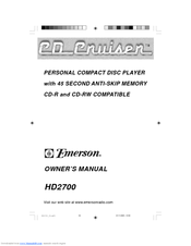 Emerson CD Cruiser HD2700 Owner's Manual