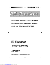 Emerson CD Cruiser HD2800 Owner's Manual