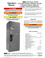 ASCO POWER TECHNOLOGIES 7ADTB Operator's Manual