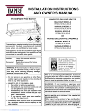 Empire Comfort Systems VFSR-16-3, VFSR-18-3, VFSR-24-3, VFSR-30-3, VFSV-16-3, VFSV-18-3, VFSV-24-3, VFSV-30-3, VFSM-18-3, VFSM-24-3, VFSM-30-3 Installation Instructions And Owner's Manual