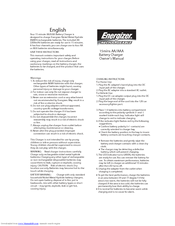 Energizer Battery Charger Owner's Manual
