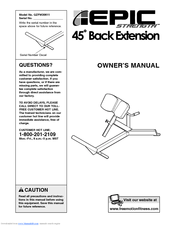 Epic Strength 45 Back Extension Owner's Manual