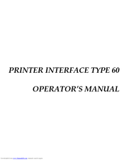 Epson 60 Operator's Manual