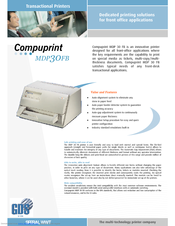 Epson Compuprint MDP30FB Specification Sheet