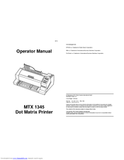 Epson MTX 1345 Operator's Manual