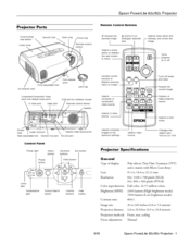 Epson V11H178020 - PowerLite 62c SVGA LCD Projector Specification Sheet