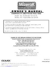 ESCALADE MizeraK P1225LGRL 527.25155 Owner's Manual