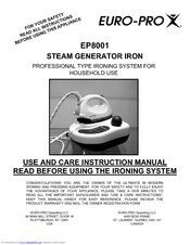Euro-Pro EP8001 STEAM GENERATOR IRON EP8001 Use And Care Instruction