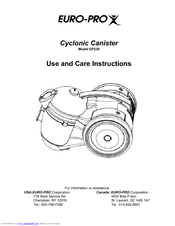 Euro-Pro CYCLONIC CANISTER EP239 Use And Care Instructions Manual